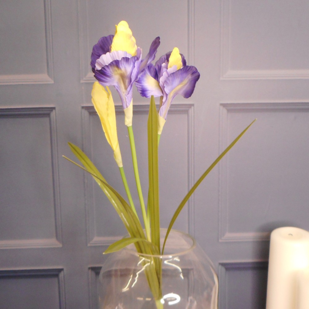 Silk Iris Purple 2 Flowers 63cm Artificial Flowers